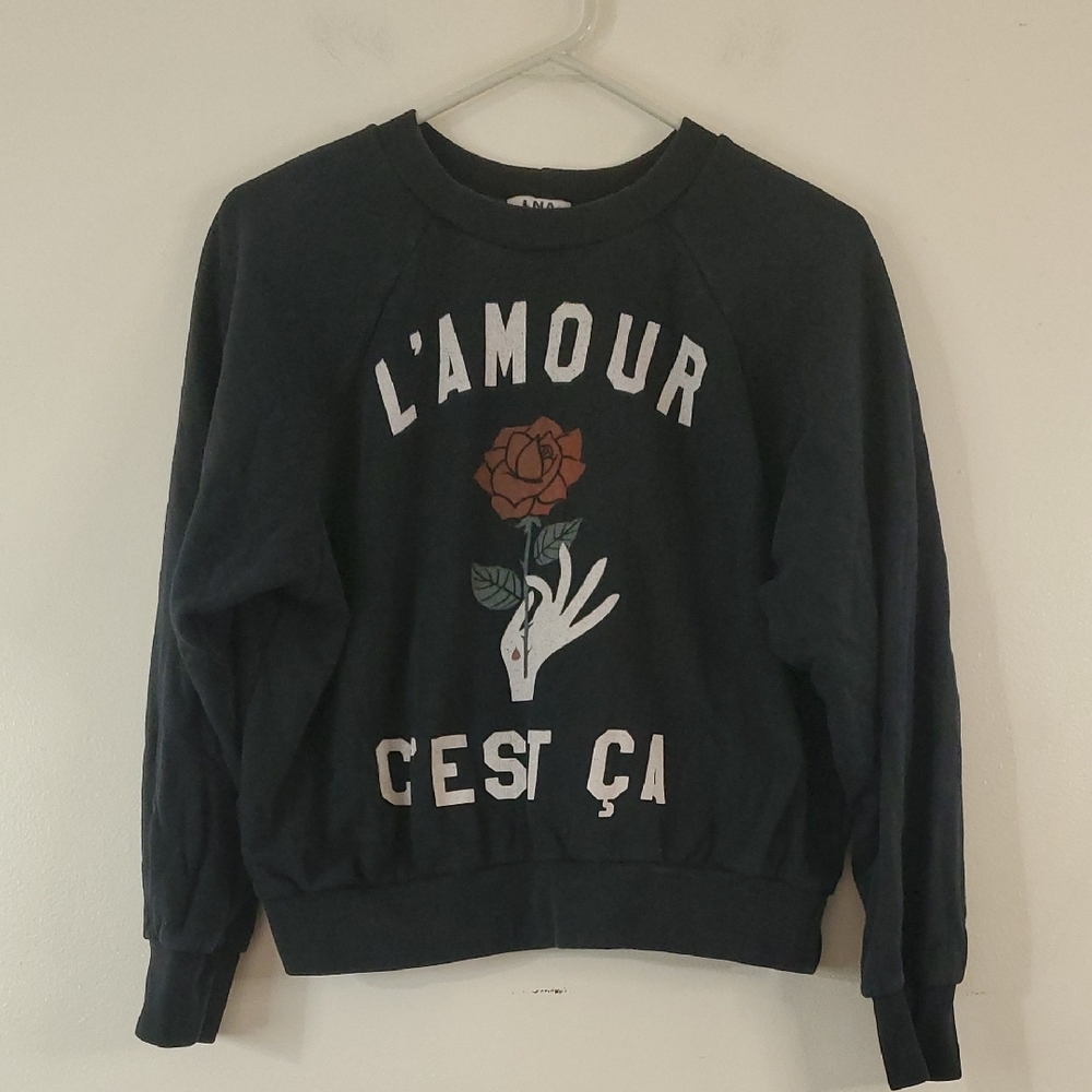 Revolve LNA Rosina Black Sweatshirt Size Small